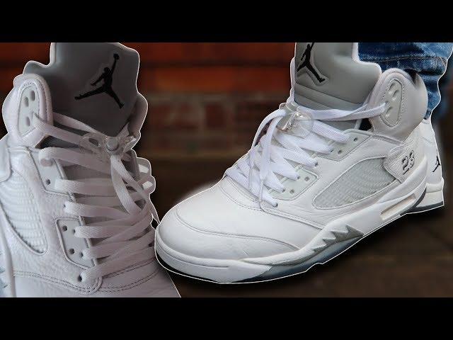 How To Lace Jordan 5's (w/ ON FEET) | Featuring 'Metallic Silver' (THE BEST WAY!)