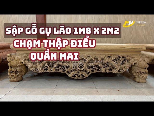Sập gỗ gụ Lào chạm thập điểu quần mai |Đồ gỗ hiệp hà