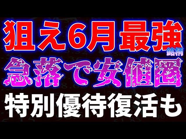 狙え６月最強銘柄、急落中安値圏！特別優待復活も
