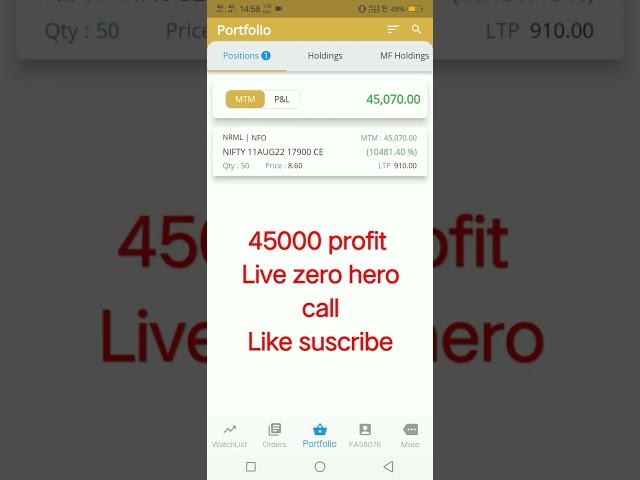 today zero hero  live nifty 45000 profit in option trading zero hero call