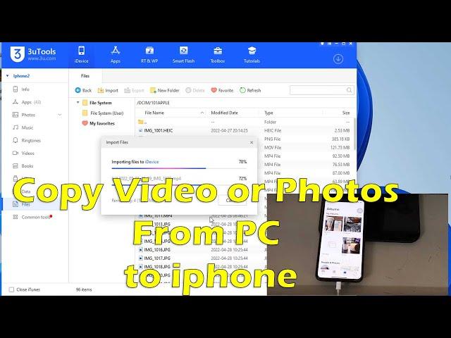 How to Copy/Transfer Video or Photos From PC to iPhone, ipad using 3Utools