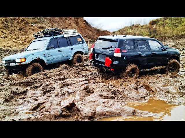 Battle of LEGENDS! ... Land Cruiser 80 versus PRADO 150 off-road! ... RC OFFroad 4x4