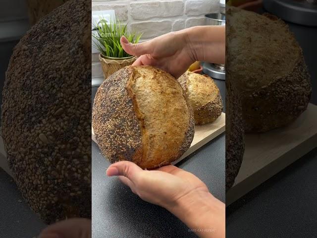 Homemade Whole Grain Sourdough #bread with vitamins B, #sourdoughbread #wholegrainbread #asmr