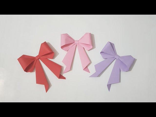 Cách gấp nơ xinh đẹp-gấp xếp giấy origami-how to make paper bow-làm đồ bằng giấy-paper craft