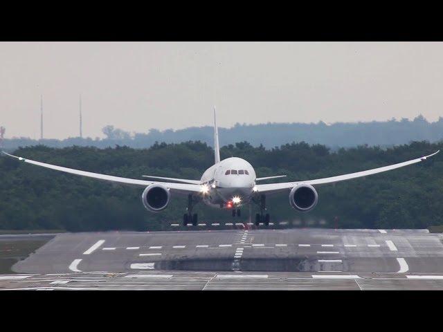 Boeing 787 Wingflex !! ANA Boeing 787 Landing at Düsseldorf (HD)