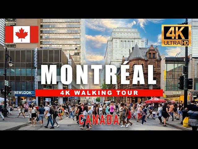   Street Life in Montreal - Walking Tour of St. Catherine - Street Canada City Walk [4K HDR/60fps]