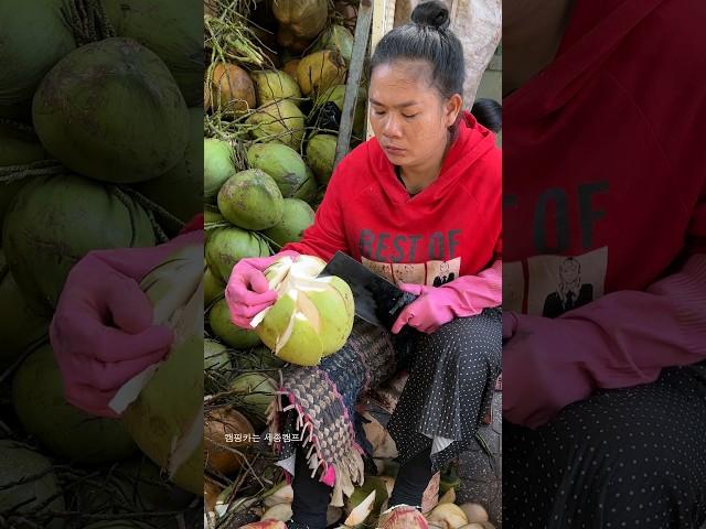 Amazing Woman! Cambodian Coconut Cutting Master - Fruit Cutting Skills