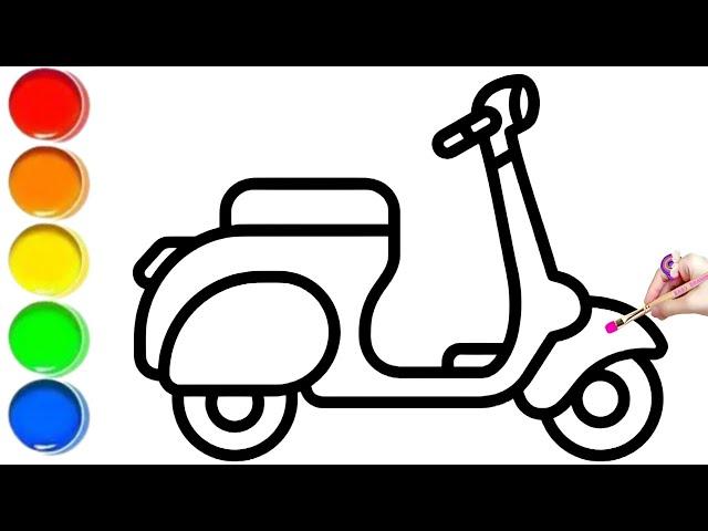 Scooter Drawing, Painting And Colouring For Kids & Toddlers