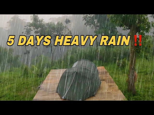 5 Days Heavy Rain‼️ Couple Camping in 5 Days Heavy Rain‼️