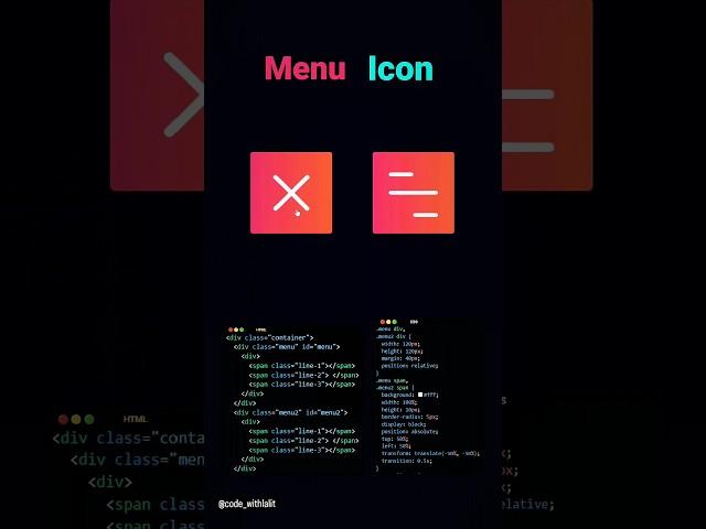 Menu Icon using CSS & HTML‍ #coding #programming #css #html #htmlcss #frontend #menuideas #2024