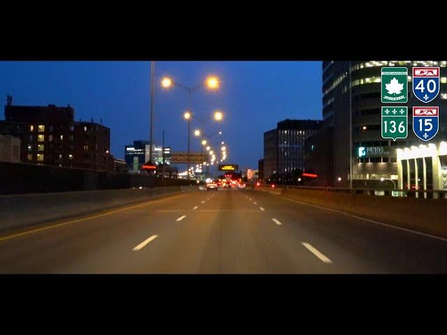 Montreal Expressways at Dusk (Autoroute Metropolitan, Decarie, Ville-Marie, Champlain Bridge)