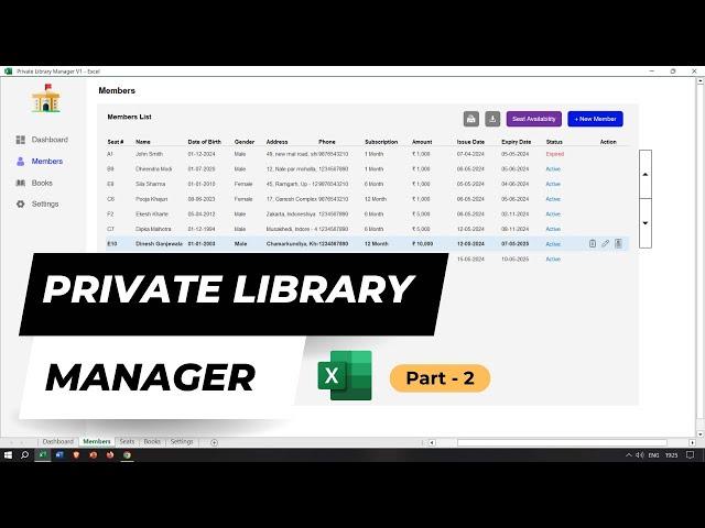 Private Library Manager Part 2 | Advanced Excel