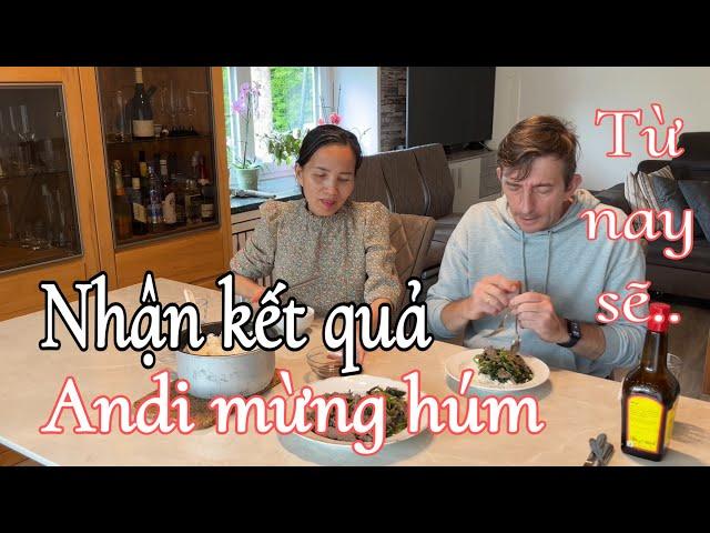 Phản ứng của Andi khi nhận được kết quả mong đợi. Bữa cơm gạo Việt Nam ST25 | Cuộc sống ở Đức