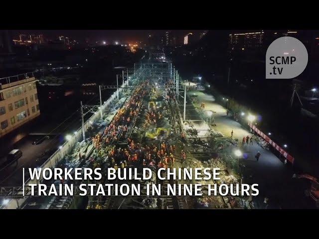 1,500 Chinese workers build train station in nine hours