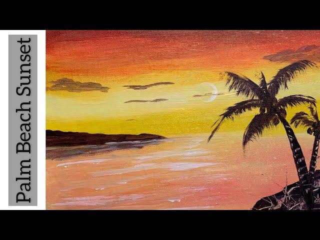 Palm Tree SUNRISE / SUNSET EASY Acrylic painting