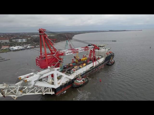 Nordstream-2-Verlegeschiff Fortuna verlässt den Seehafen Wismar