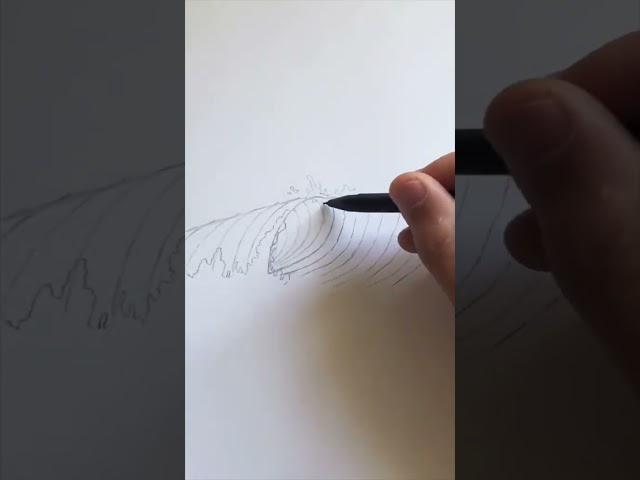 How To Draw an Ocean Wave with Pencil  Easy for Beginners! #shorts #drawingtutorial #art
