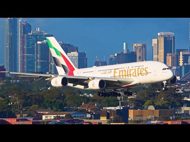 First Emirates A380 on New Livery - Sydney Landing and Taxiing on Two Engines (A6-EOE)