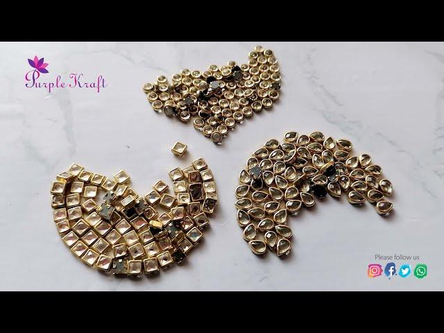 How to make handmade kundan necklace | Handmade jewellery #Purple Kraft