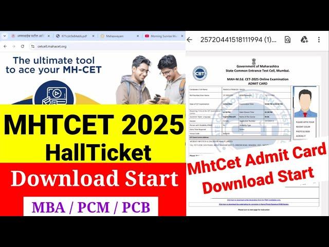 MhtCet Admit Card Download 2025 / MhtCet Exam HallTicket Process / PCB CET EXAM 2025