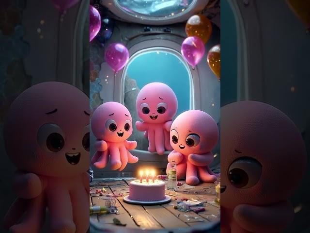 Three Baby Octopuses Celebrate a Birthday!  |#octopus #birthdayparty #oceanfun #shorts#shark