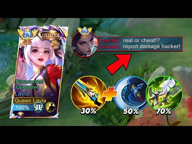 TOP GLOBAL LAYLA WTF DAMAGE BUILD!! 100% DAMAGE HACK!? (Must try) - Mobile Legends