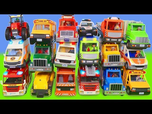 Excavator, Fire Truck, Garbage Trucks, Tractor & Police Cars Toy Vehicles for Kids