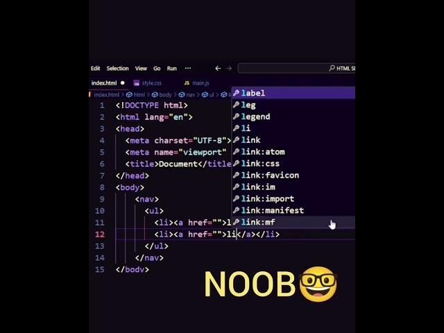 Noob vs Pro #emmet #vscode #vscodetips #htmltutorial #html5 #css #tricshots #viralshorts
