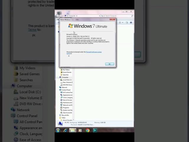 How to find about windows in windows7