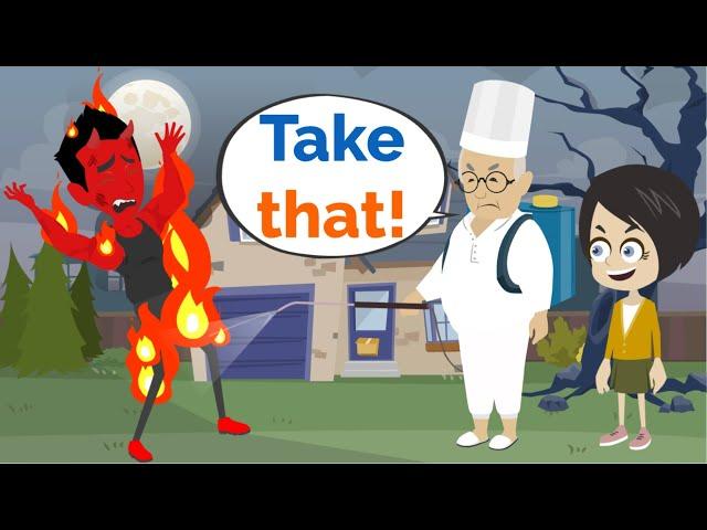 Lisa an the Pope END the DEVIL! | Basic English conversation | Learn English | Like English