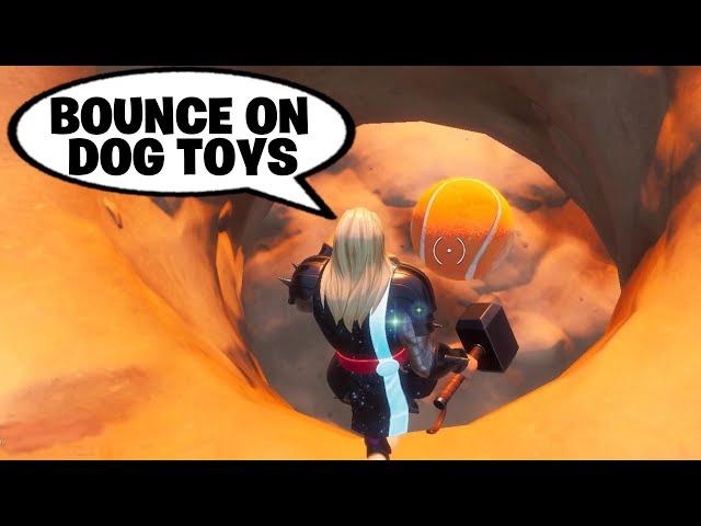 Fortnite Challenge Bounce On Different Dog Toys at the Ant Manor