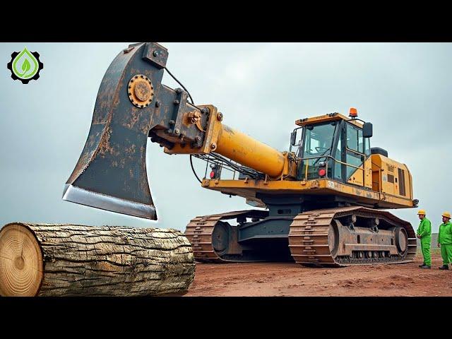 Extreme Dangerous Fastest Big Chainsaw Cutting Tree Machines | Monster Stump Removal Excavator #104