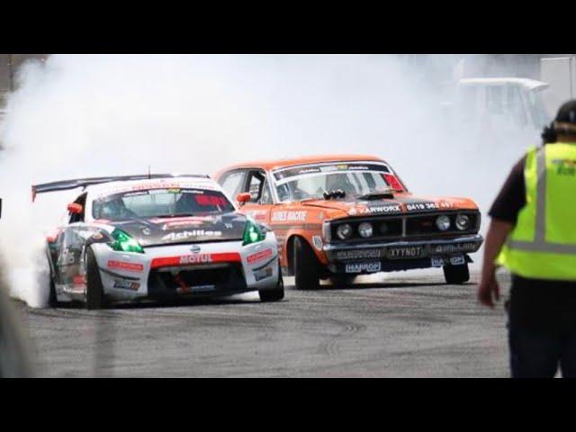 Xyynot battling 5 time DRIFTING  CHAMPION Robert White 1972 XY GT FALCON