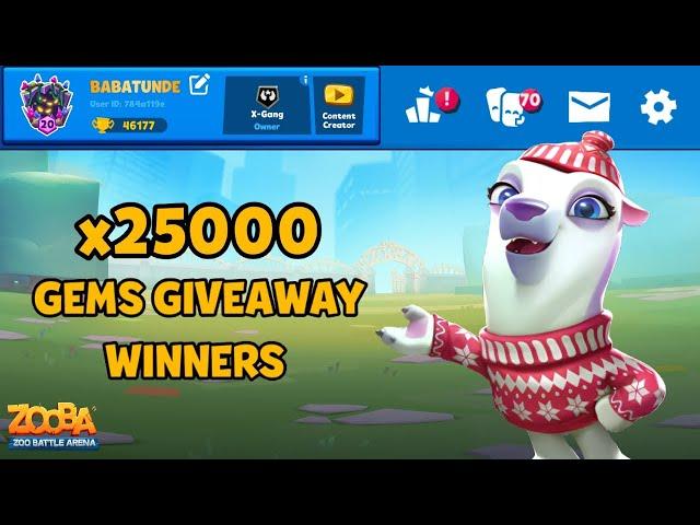 25000 Gems Winners | Zooba