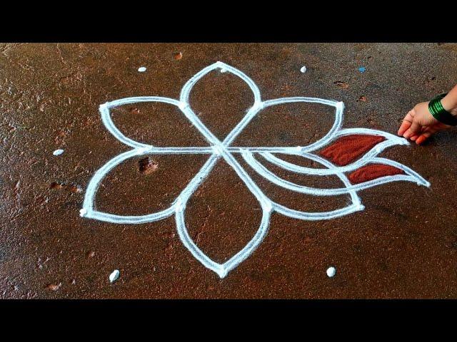 Aadi kiruthigai simple flowers kolam|5*3  aadivelli special kolam|aadiperuku kolam|Super rangoli