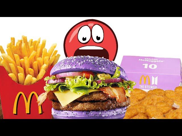 ASMR BTS MEAL PURPLE BURGER, MCDONALS NUGGETS EATING with RED BALL 4 MUKBANG ANIMATION #Shorts