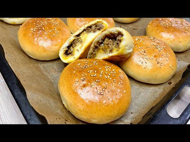 RECETTE DES BUNS farcis à la viande hachée (délicieux et hyper moelleux)