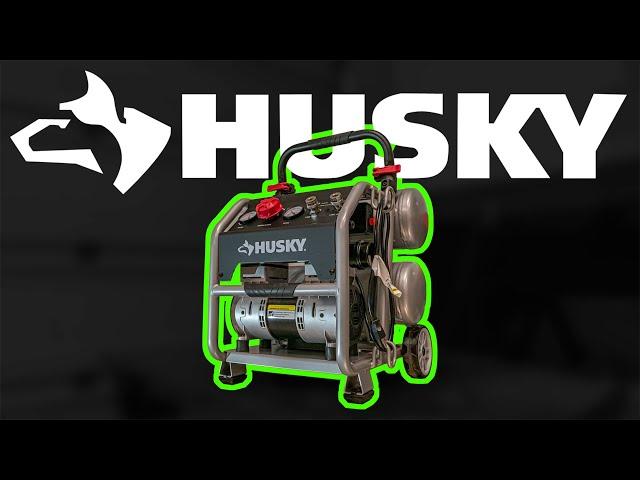 Husky 4.5 Gallon SILENT Air Compressor Review & Demo