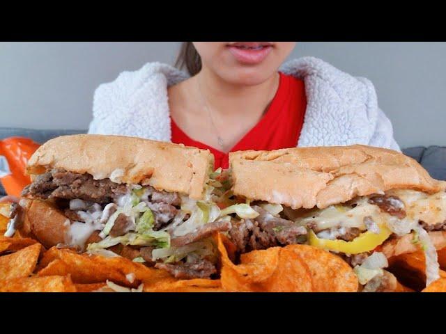 ASMR EATING MUKBANG PHILLY CHEESESTEAK SANDWICH REAL SOUND 먹방 TWILIGHT SHOW
