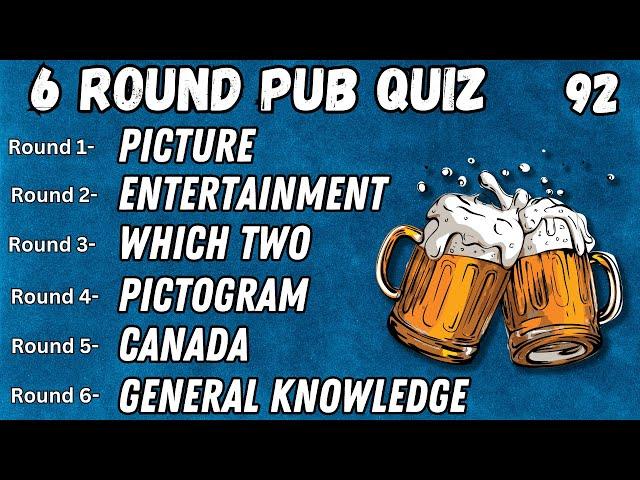 Online Pub Quiz - 6 Rounds: Picture, Entertainment, Wheel of Fortune, Pictogram, Top 5 & GK No.91