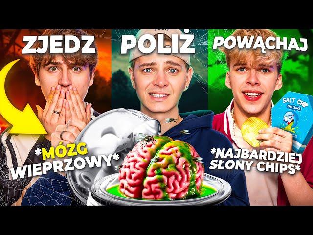 ZJEDZ POLIŻ POWĄCHAJ CHALLENGE | Dominik Rupiński & Jasper & Paweł Zmitrowicz