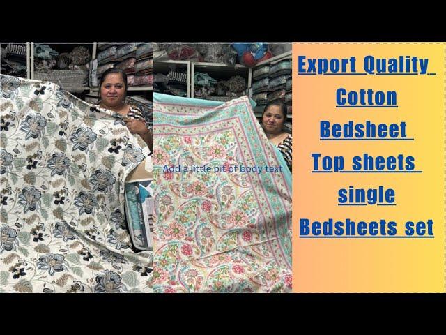 Export Quality 100% Cotton Bedsheet || Branded Top Sheet || Single Bedsheet Set || Wholesale ||