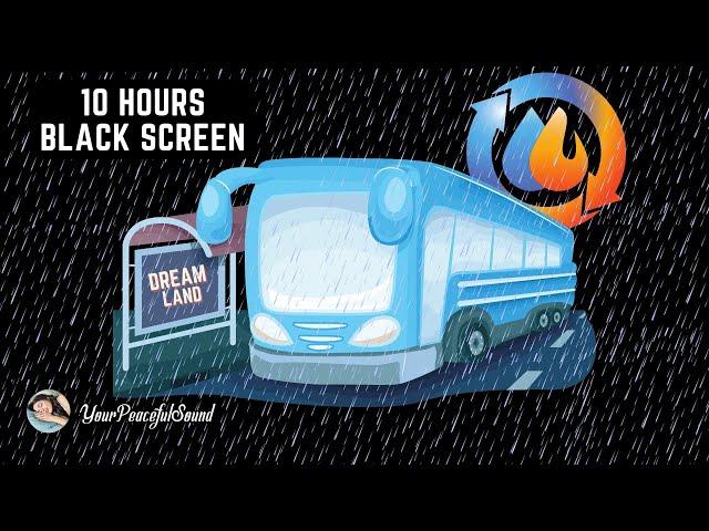 BUS Travel Sound with RAIN & AIRCON Sounds | Interior BUS Ambience - 10H White Noise Black Screen