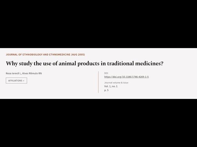 Why study the use of animal products in traditional medicines? | RTCL.TV