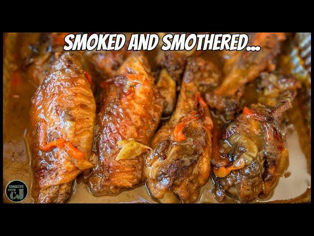 SMOKED AND SMOTHERED TURKEY WINGS!