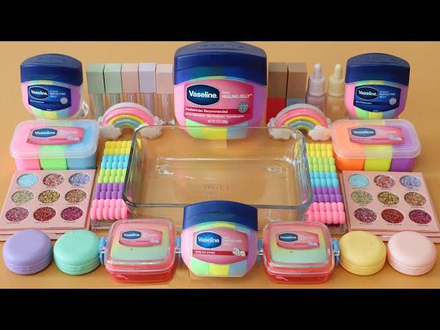 Mixing”Pastel Vaseline” Eyeshadow and Makeup,parts,glitter Into Slime!Satisfying Slime Video!ASMR