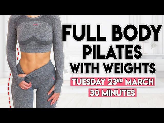 PILATES with WEIGHTS (full body tone) | 30 minute Home Workout