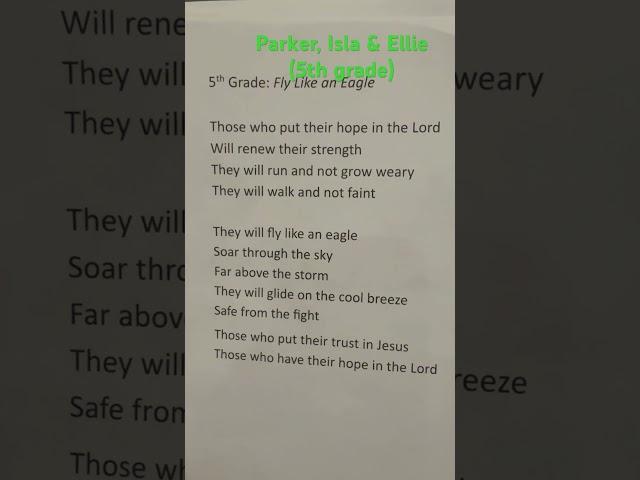 Fly Like an Eagle- 5th grade song