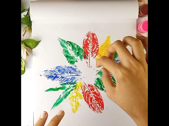 Leaf Impression Painting Tutorial | DIY Leaf Printing For Kids | Leaf Printing Art Activities#shorts
