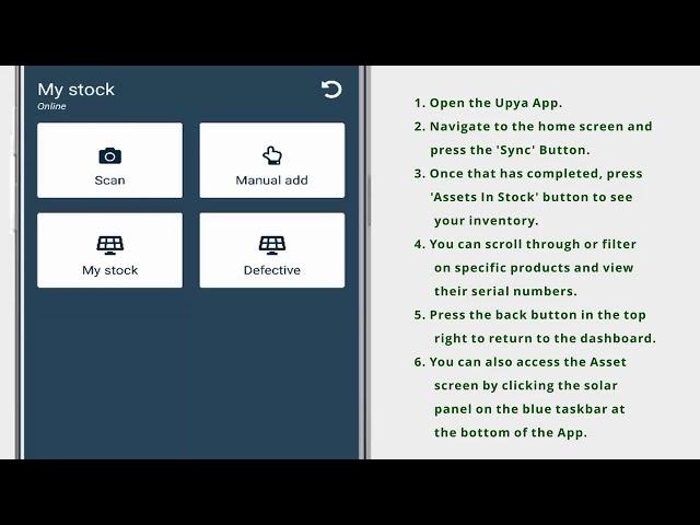 Upya - How to Check your Stock